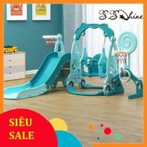 Cầu trượt xích đu cho bé / đồ chơi vận động trong nhà tặng kèm bóng rổ tải trọng 50kg giá rẻ