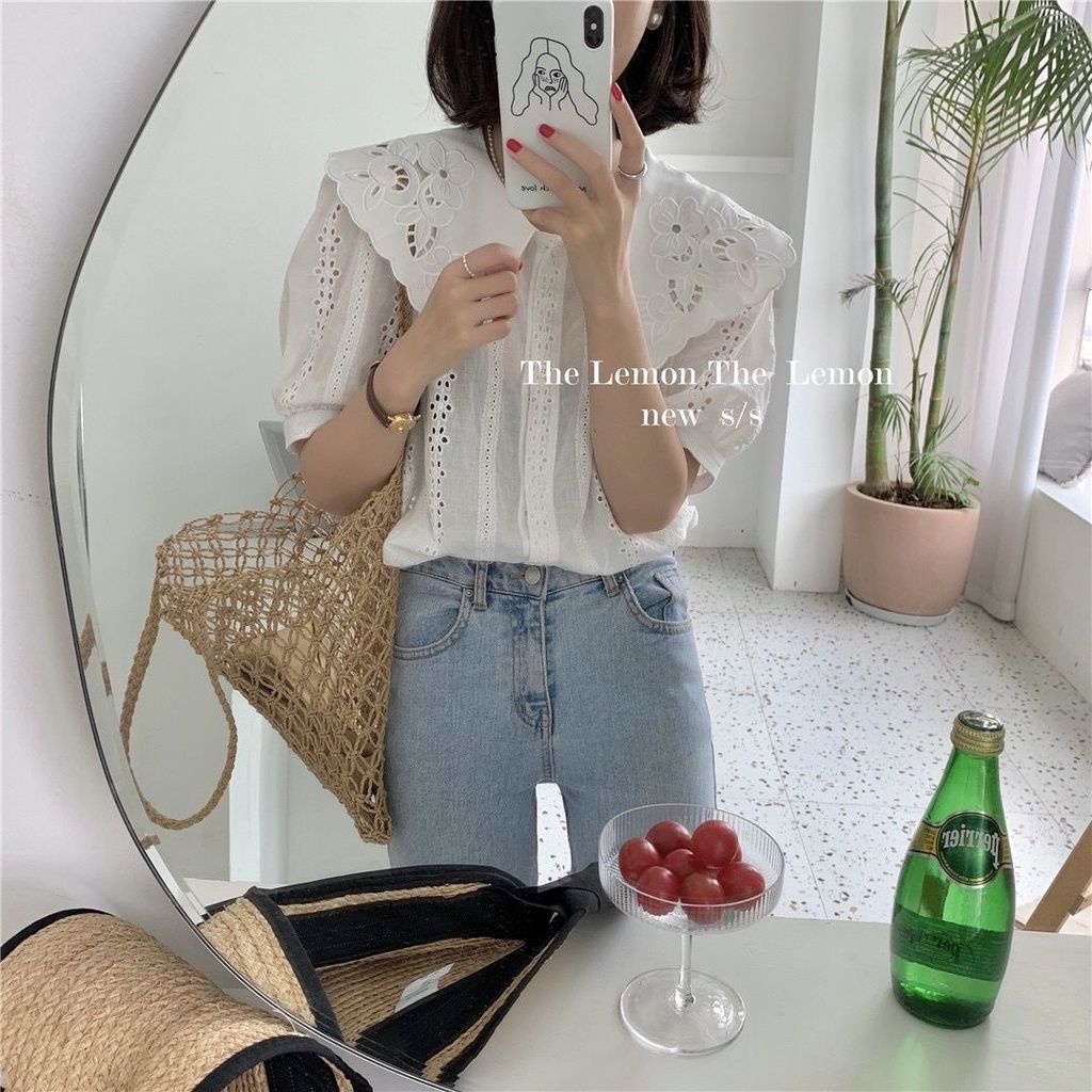 Áo Sơ Mi Trắng Thêu Hoạ Tiết Quả Chanh Trẻ Trung Xinh Xắn