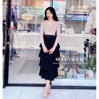 Chân váy 4 tầng xoè xếp li