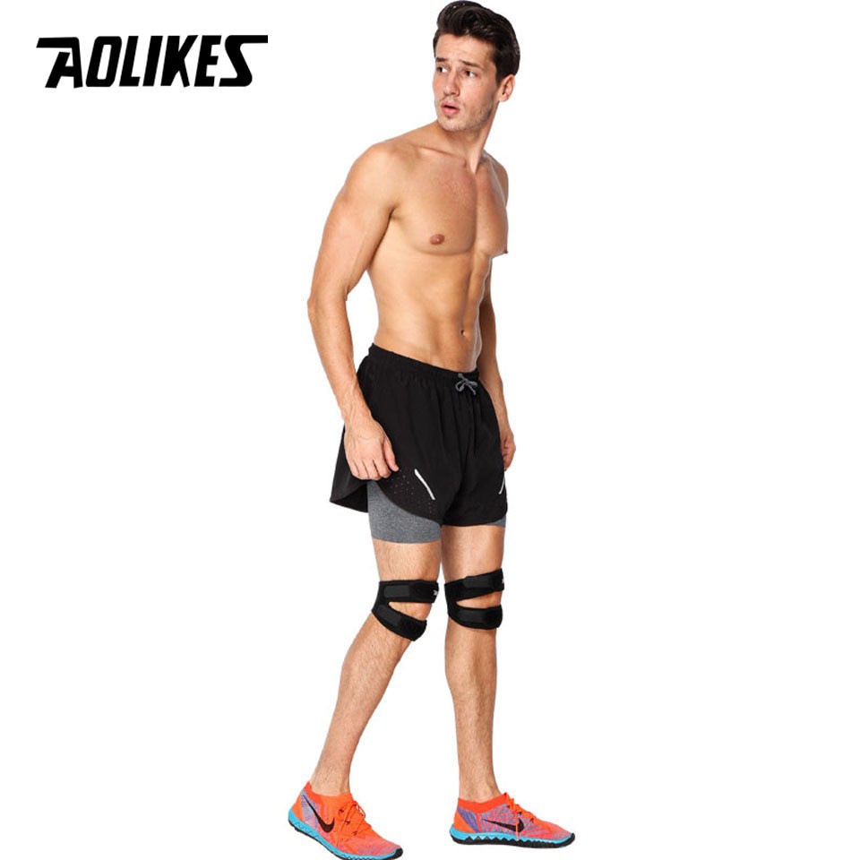 Bộ 2 đai hỗ trợ xương bánh chè AOLIKES A-7929 bảo vệ khớp đầu gối đàn hồi khi chơi thể thao sport knee protector