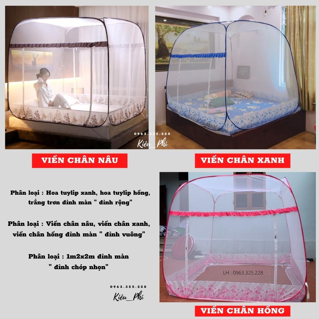 Màn chụp tự bung đỉnh vuông Kiều Phi - Mùng chụp bung ngủ người lớn gấp gọn tiện dụng 1m6 1m8 2m2 cao cấp
