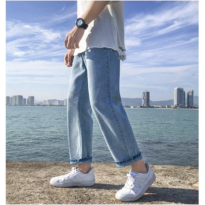 Quần Jean BAGGY nam ống suông rộng Hàn Quốc 2022 Xanh Sky