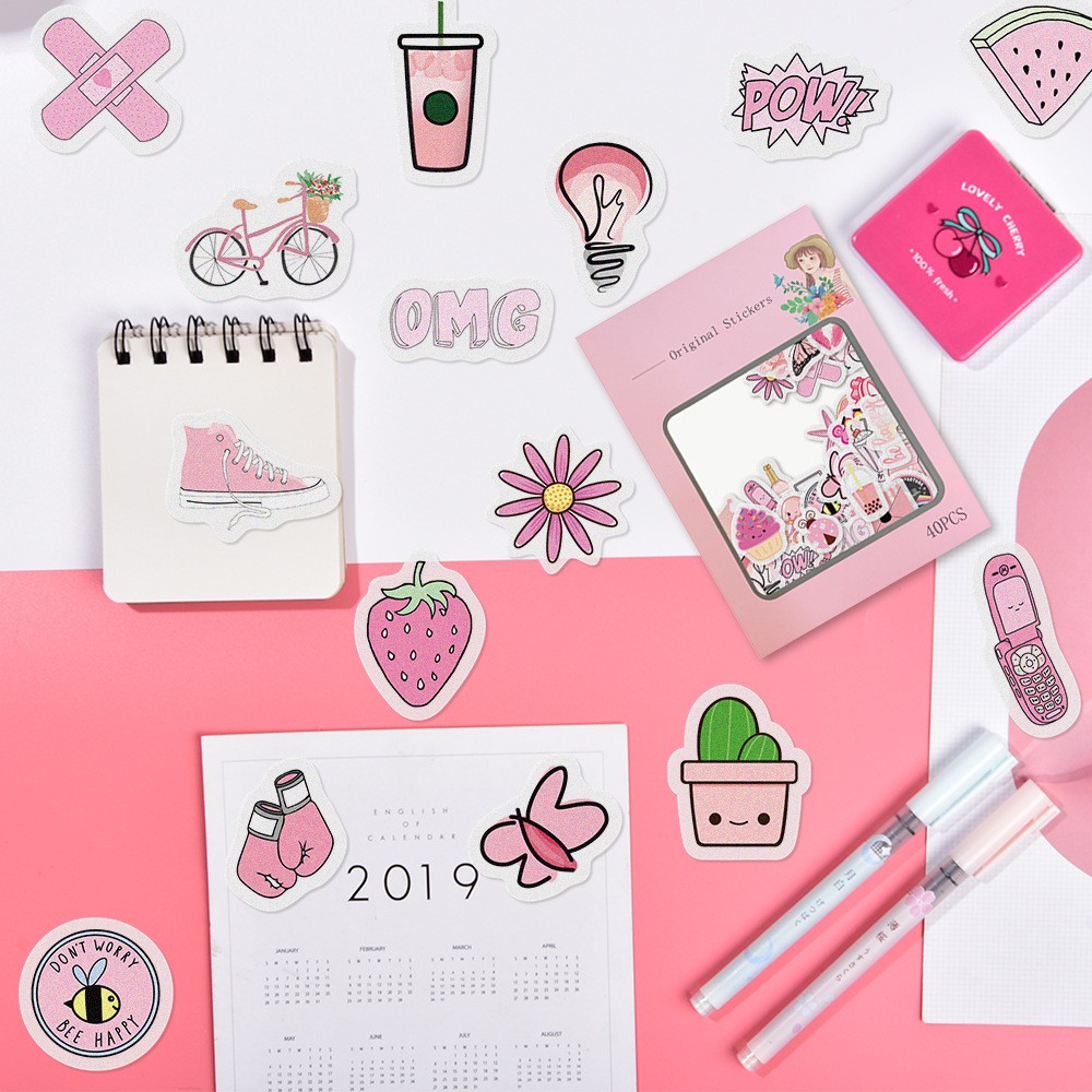 Set 40 Miếng Sticker Trang Trí Sổ, Vở Xinh Xắn MÃ ST2136