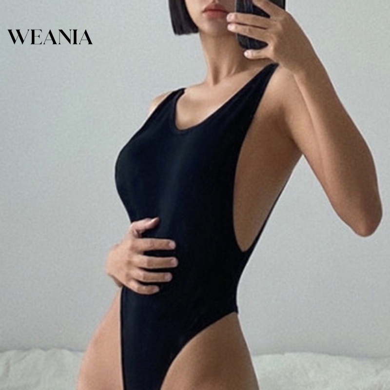 Jumpsuit Hai Dây Cổ Chữ U Hở Lưng Màu Trơn Phong Cách Quyến Rũ