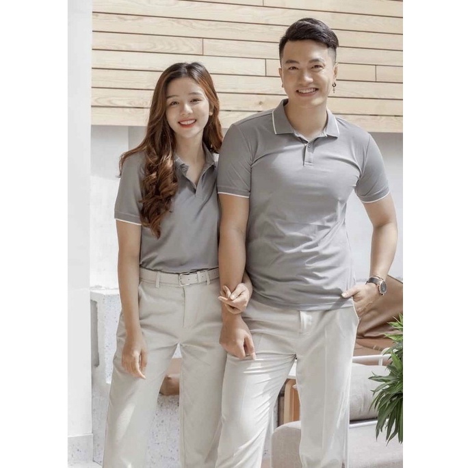 Áo polo, áo polo nam nữ phối viền mặc đồ đôi nam nữ siêu đẹp phom dáng chuẩn