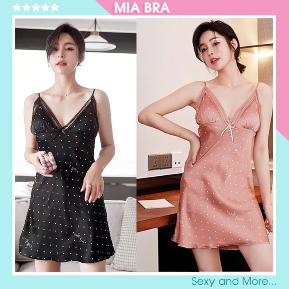 Váy Ngủ Lụa Sexy Gợi Cảm Cao Cấp Chấm Bi MIA BRA M25 Đẹp