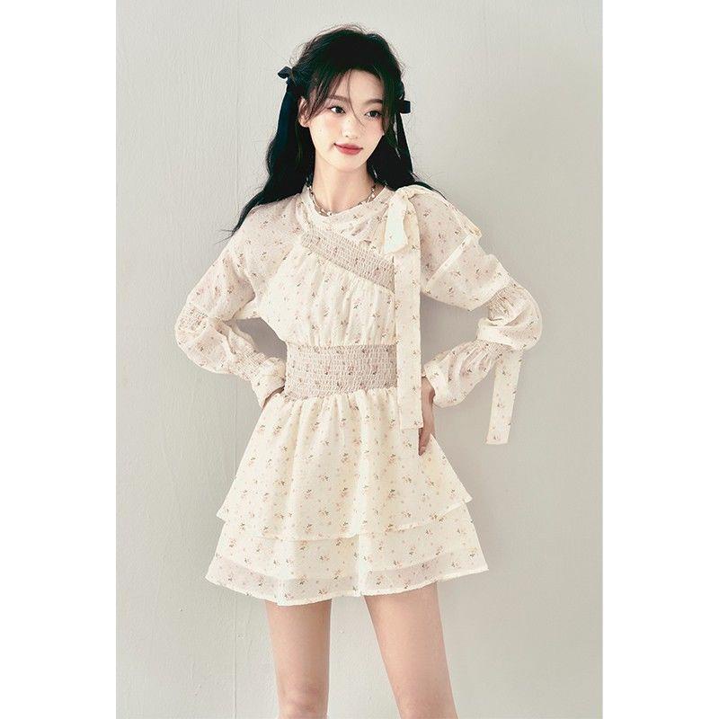 1 Đầm Hoa Tay Dài Thiết Kế Dáng Ôm Thời Trang Mùa Hè Xinh Xắn Cho Nữ