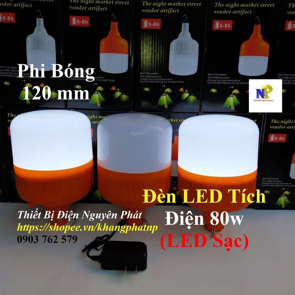 Bóng Đèn LED Tích Điện 80w (Bóng Đèn LED Sạc Tích Điện) - Hàng Chất Lượng