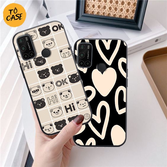 Ốp lưng Vsmart Joy 4 in hình Gấu & trái tim ngộ nghĩnh, đáng yêu, chất liệu ốp in cao cấp chống trầy xước