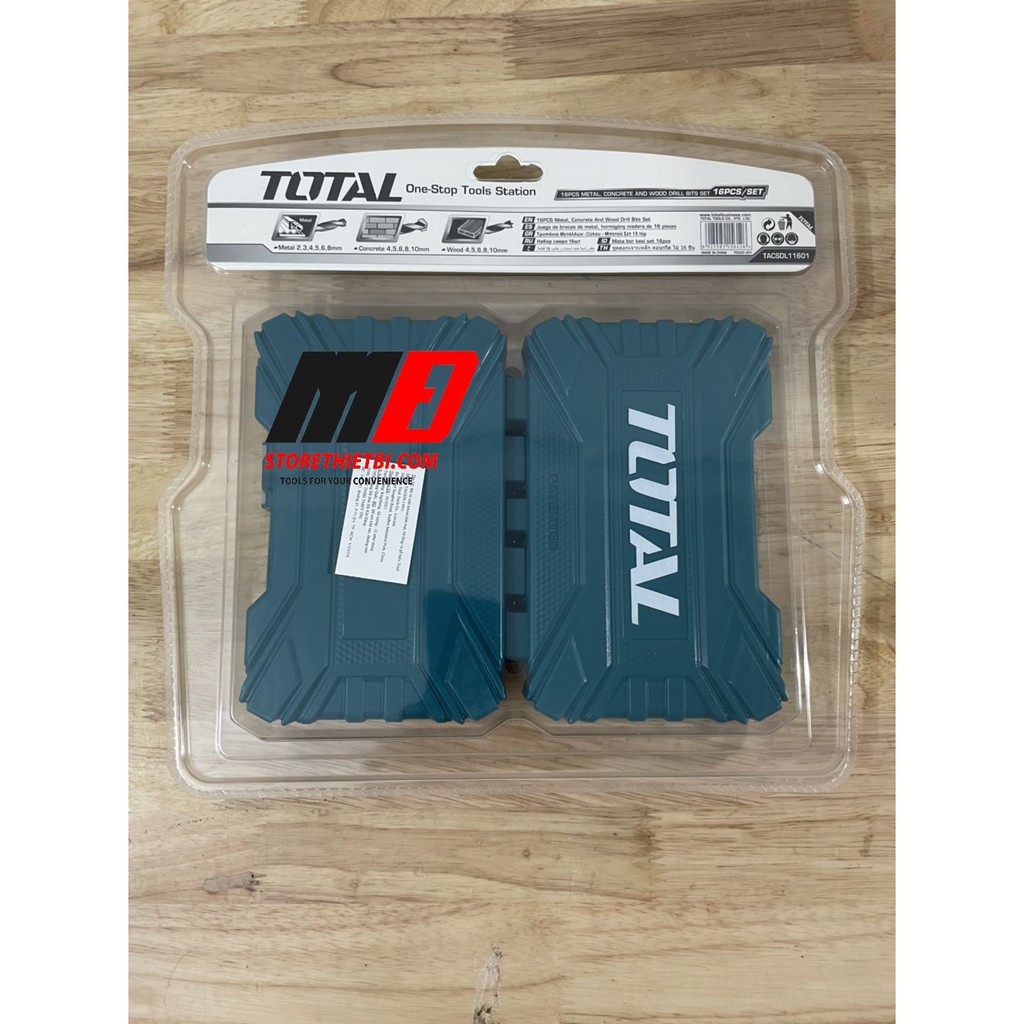 Bộ 16 Mũi Khoan Tường , Gỗ , Sắt Từ 2mm - 10 mm Total / TACSDL11601 / Có Hộp Bảo Quản Mũi Khoan /