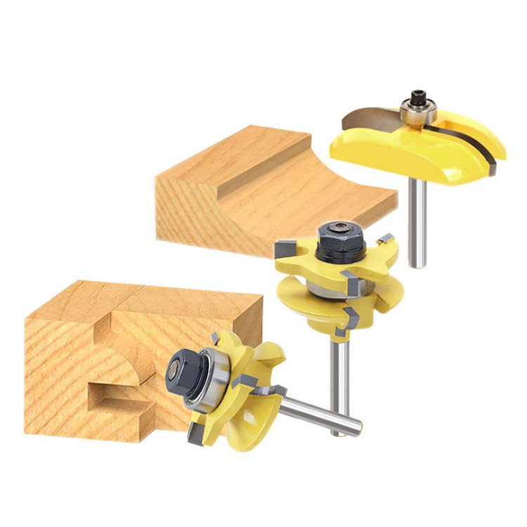 Bộ 3 mũi phay gỗ cắt rãnh 45 độ ghép góc vuông , ghép hộp, ghép mộng mòi