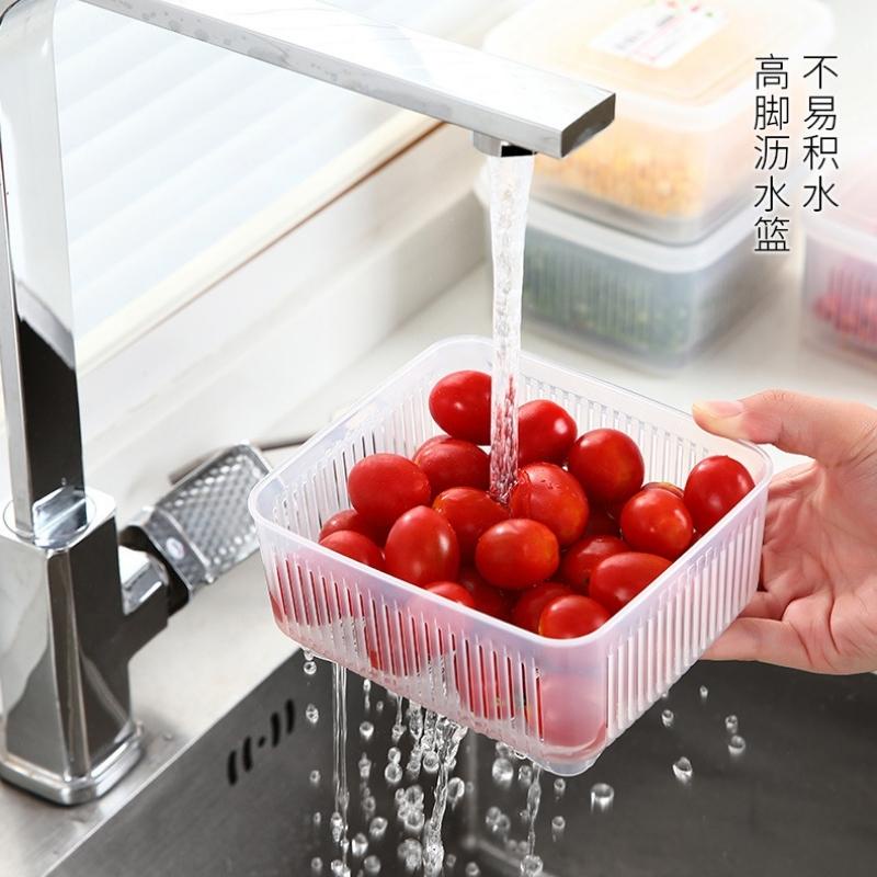 Hộp đựng rau, củ, quả 2 lớp kèm rổ đựng 1100ml Nakaya hàng nội địa Nhật Bản Aichimart