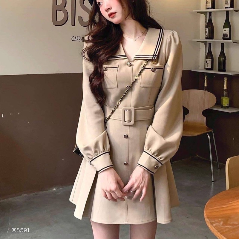 Váy sơ mi kèm thắt lưng công sở đi chơi xinh