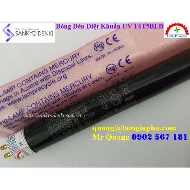 Đèn tia cực tím xanh đen UV Sankyo Denki F6T5BLB - 6W, 21cm