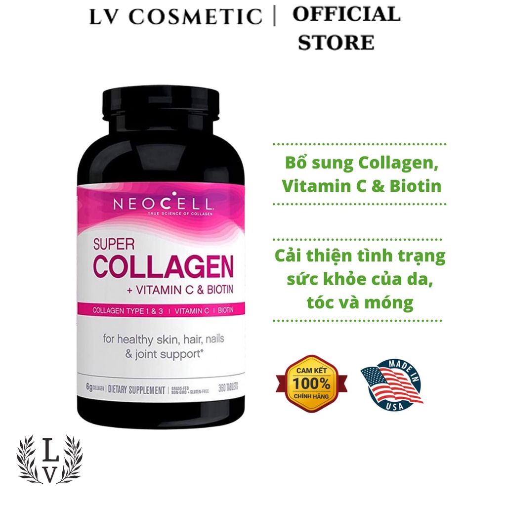 Viên uống Neocell Super Collagen +C Type 1&3 250 viên [LV COSMETIC]