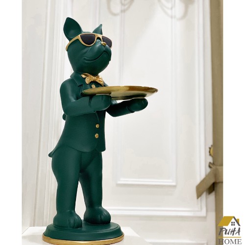 Tượng chó bồi bàn ôm khay sang trọng đẳng cấp - HÀNG CÓ SẴN - decor trang trí nhà cửa