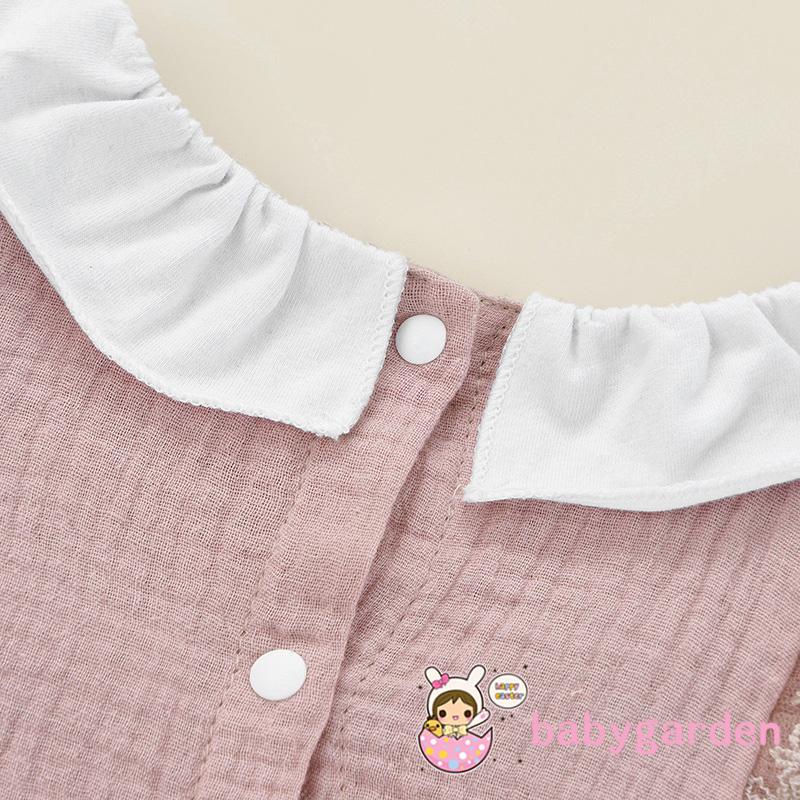 Áo Liền Quần Tay Ngắn Cổ Búp Bê Phối Ren Thời Trang Mùa Hè Cho Bé Gái 0-18 Tháng Tuổi