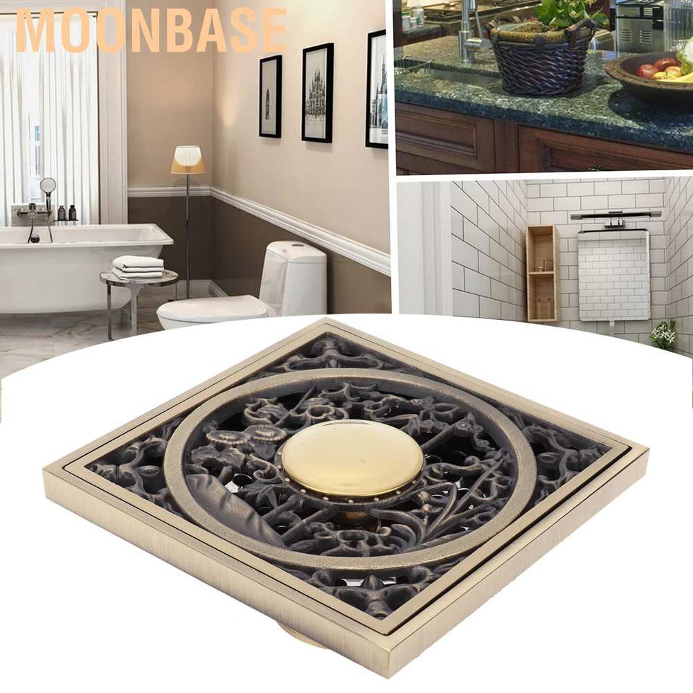 Bộ Nắp Đậy Cống Thoát Nước Phòng Tắm Bằng Đồng Khử Mùi Cổ Điển 10x10cm