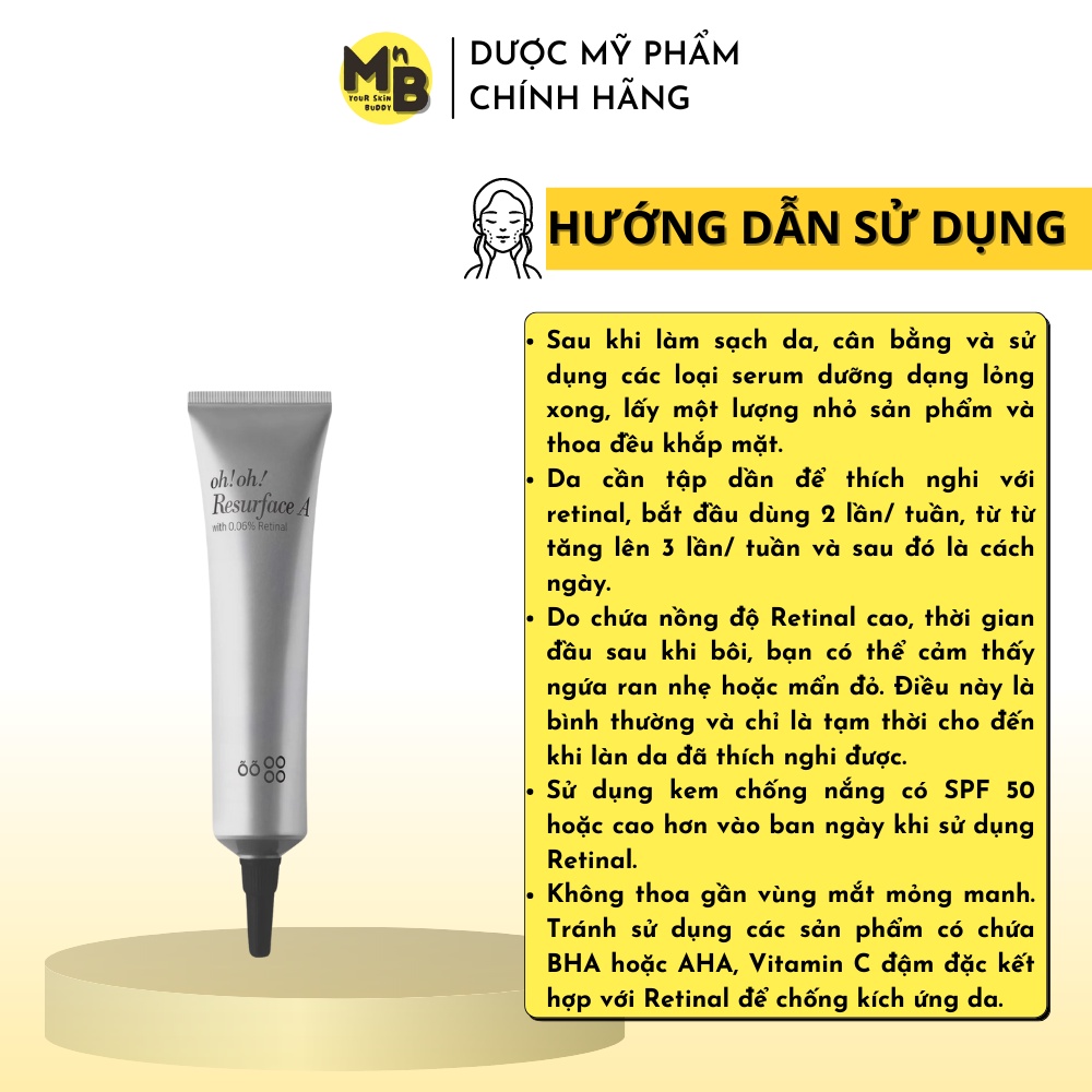 Tinh Chất Trẻ Hóa, Làm Sáng Da oh!oh! Resurface A (with 0.06% Retinal) (20ml)