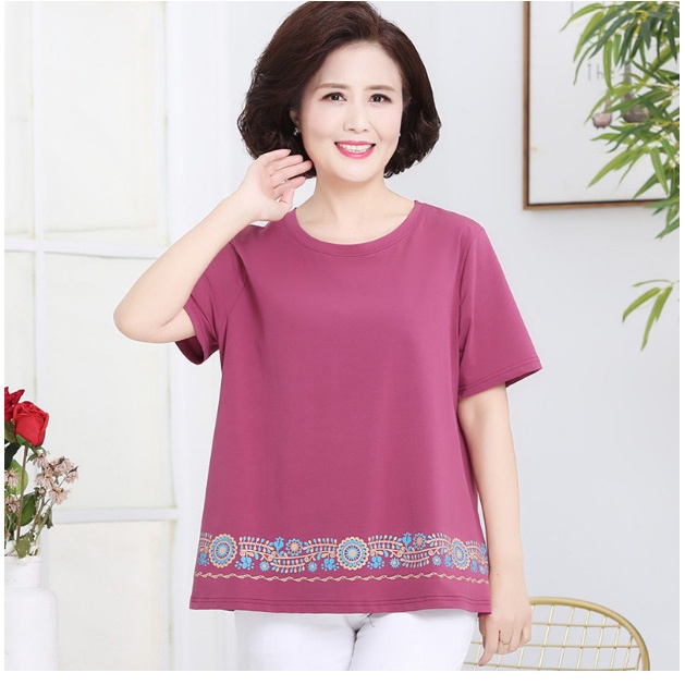 (HÀNG SẴN) Áo Thun Ngắn Tay Họa Tiết Thời Trang Cho Mẹ SM34 - Hàng Quảng Châu Cao Cấp