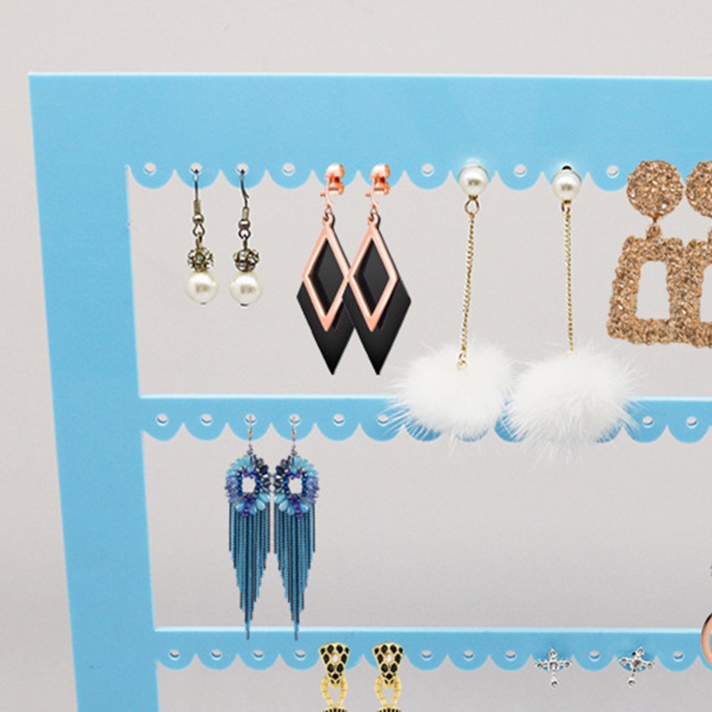 Giá Đỡ Trưng Bày Trang Sức Bằng Acrylic Màu Xanh Dương Hình Chữ Nhật