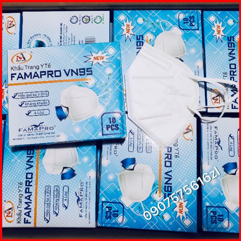 ✅ chính hãng Hộp 10 cái khẩu trang VN95, KN95, PM2.5 Famapro Nam Anh cao cấp