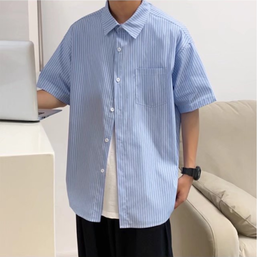 Áo Sơ Mi Ngắn Tay áo sơ mi caro nam Kẻ Sọc sơ mi nữ form rộng Thời Trang sơ mi nữ form rộng Mùa Hè áo sơ mi lụa nam