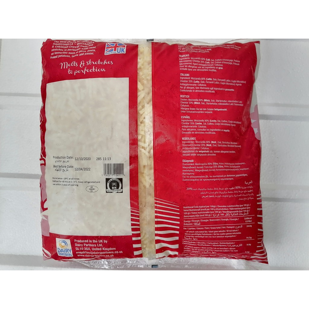 [2 KG] Phô mai sợi Mozzarella / Mix Cheddar DANSCORELLA Chesse (halal)