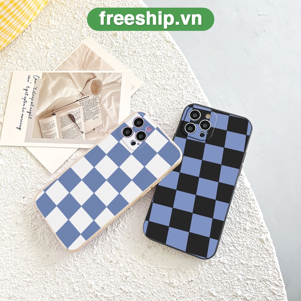Ốp lưng iphone Blue Caro cạnh vuông 6/6plus/6s/6splus/7/7plus/8/8plus/x/xr/xs/11/12/13/pro/max/plus/promax
