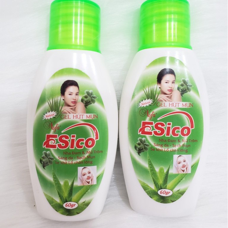 Combo gel lột mụn Esico nha đam&amp;mủ trôm 60gr+kèm 10 giấy lột mụn