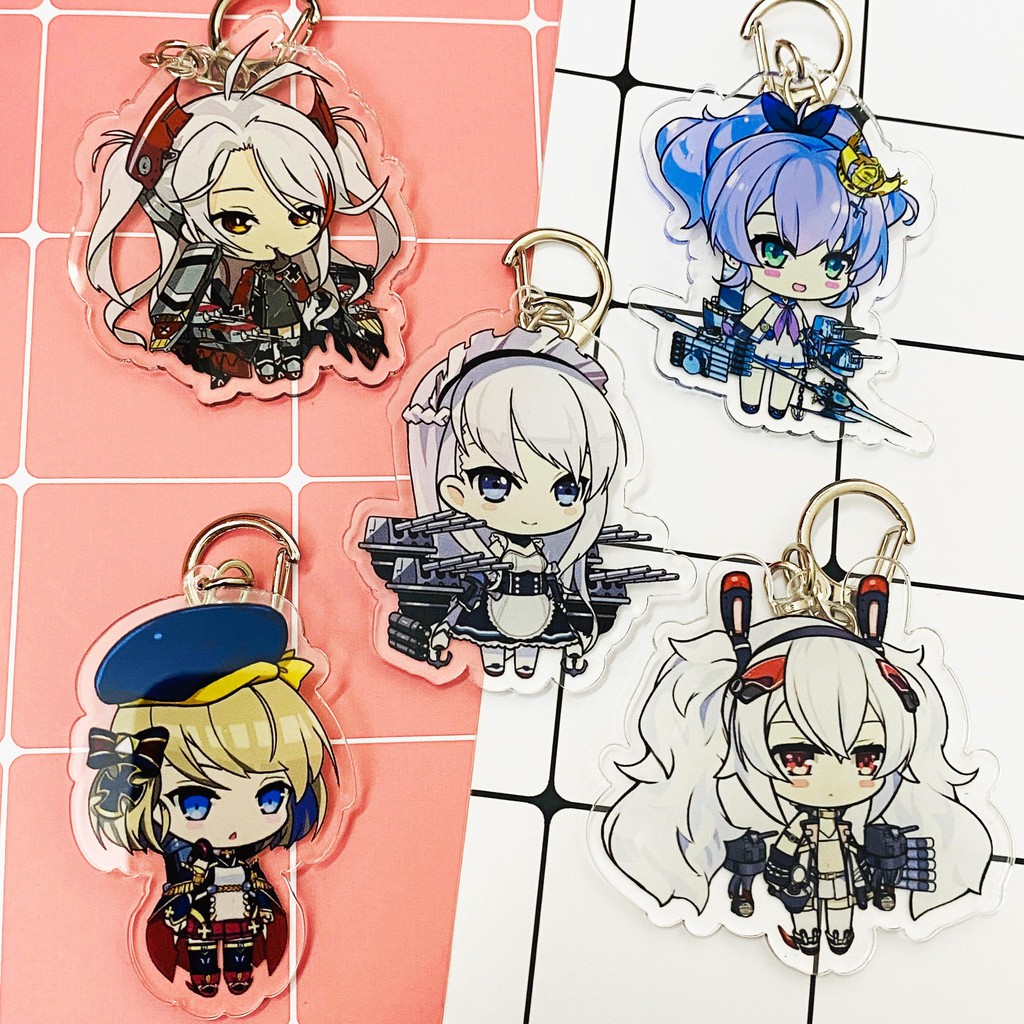 ( Mica trong acrylic ) Móc khóa Azur Lane quà tặng xinh xắn dễ thương in hình anime chibi