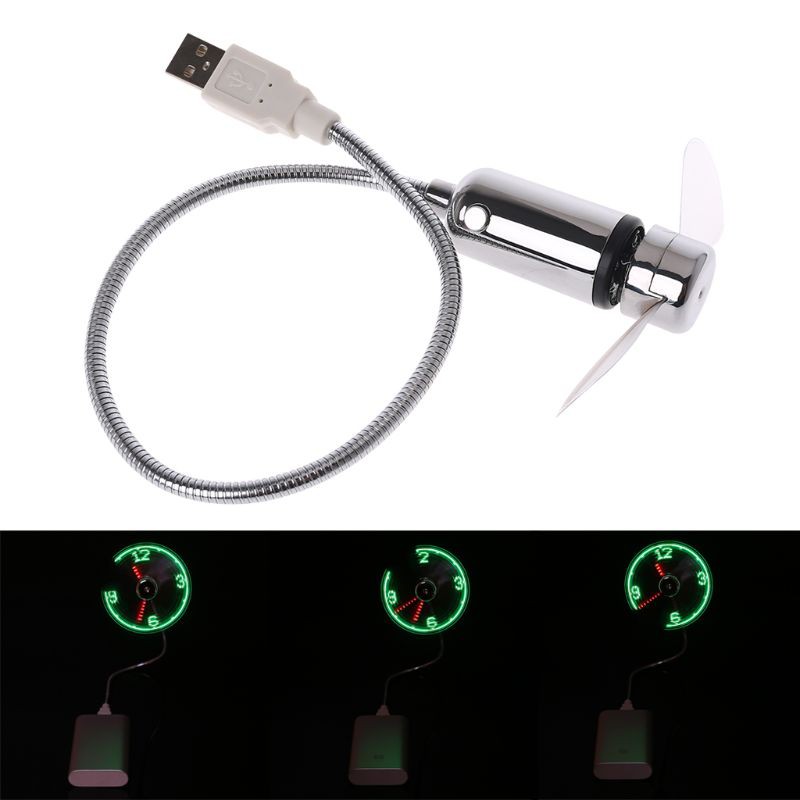 Quạt USB Đồng Hồ LED với màn hình hiển thị giờ hình cổ ngỗng