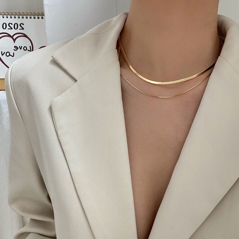 Dây chuyền nữ, vòng cổ choker 2 tầng cá tính màu vàng gold Ivy acc C1