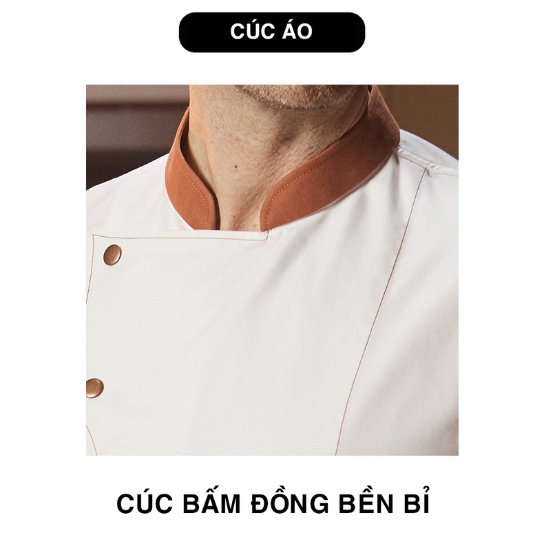 Áo  Bếp Nam Nữ Cúc Rời, Áo Đầu Bếp TD012,  Đồng Phục Bếp Dài Tay Mẫu Tiêu Chuẩn Khách Sạn