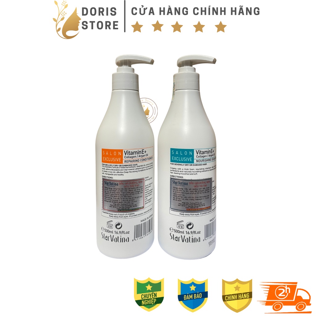 DẦU GỘI DẦU XẢ STAR VATINA DƯỠNG ẨM PHỤC HỒI DƯỠNG SINH K.ÍCH TH.ÍCH MỌC TÓC 500ML