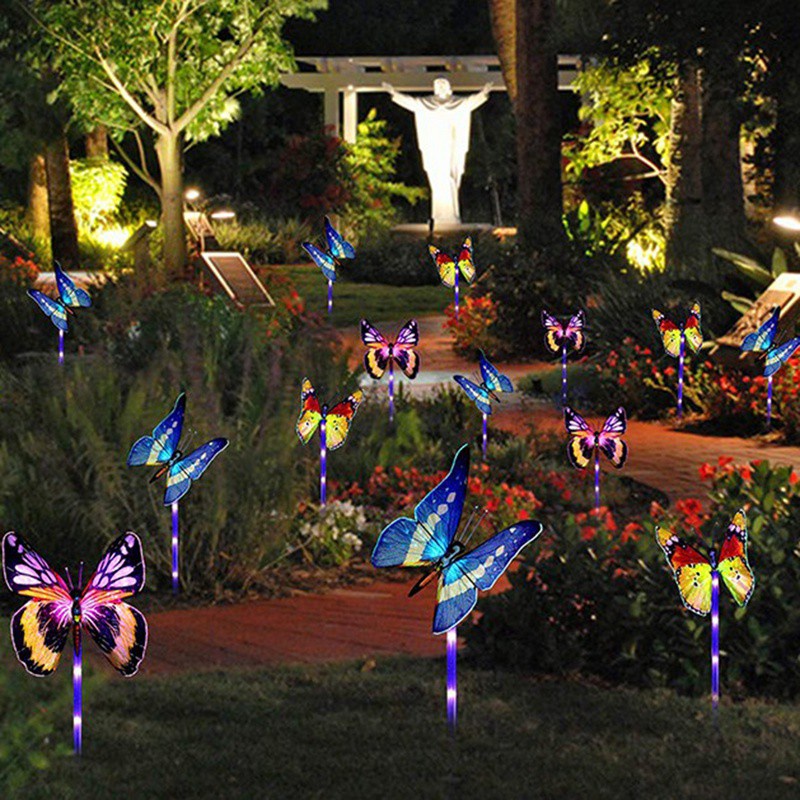 Bộ 3 Đèn Năng Lượng Mặt Trời Hình Bướm Trang Trí Lối Đi Sân Vườn