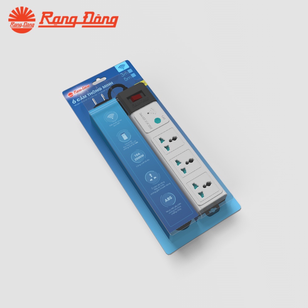 Ổ Cắm Thông Minh Wifi Rạng Đông OC02.WF - 3 lỗ 3 chấu - dây dài 3m đến 5m - Chức Năng Hẹn Giờ, Điều Khiển Từ Xa