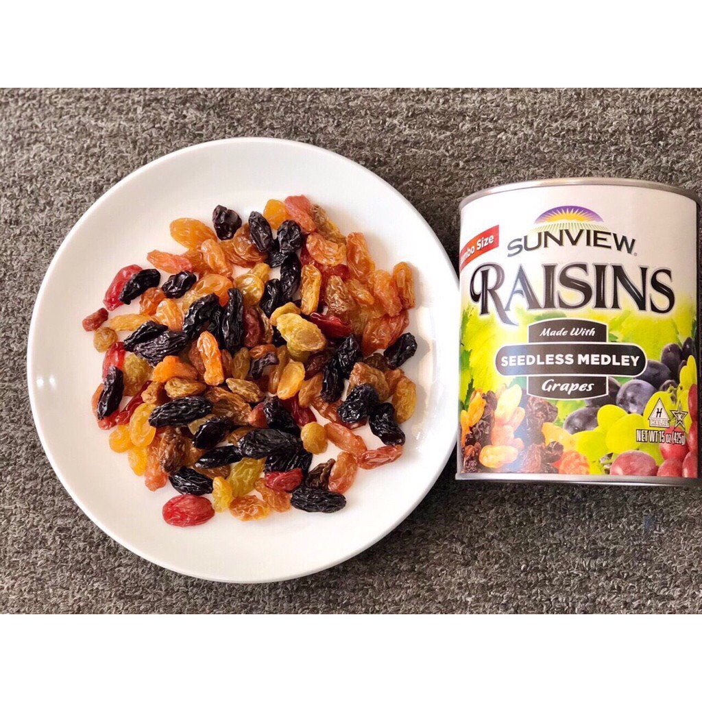 [1 thùng 12 lon - date 2023] Nho khô Thập Cẩm Sunview Raisins Mỹ - 425g - Hàng Chuẩn