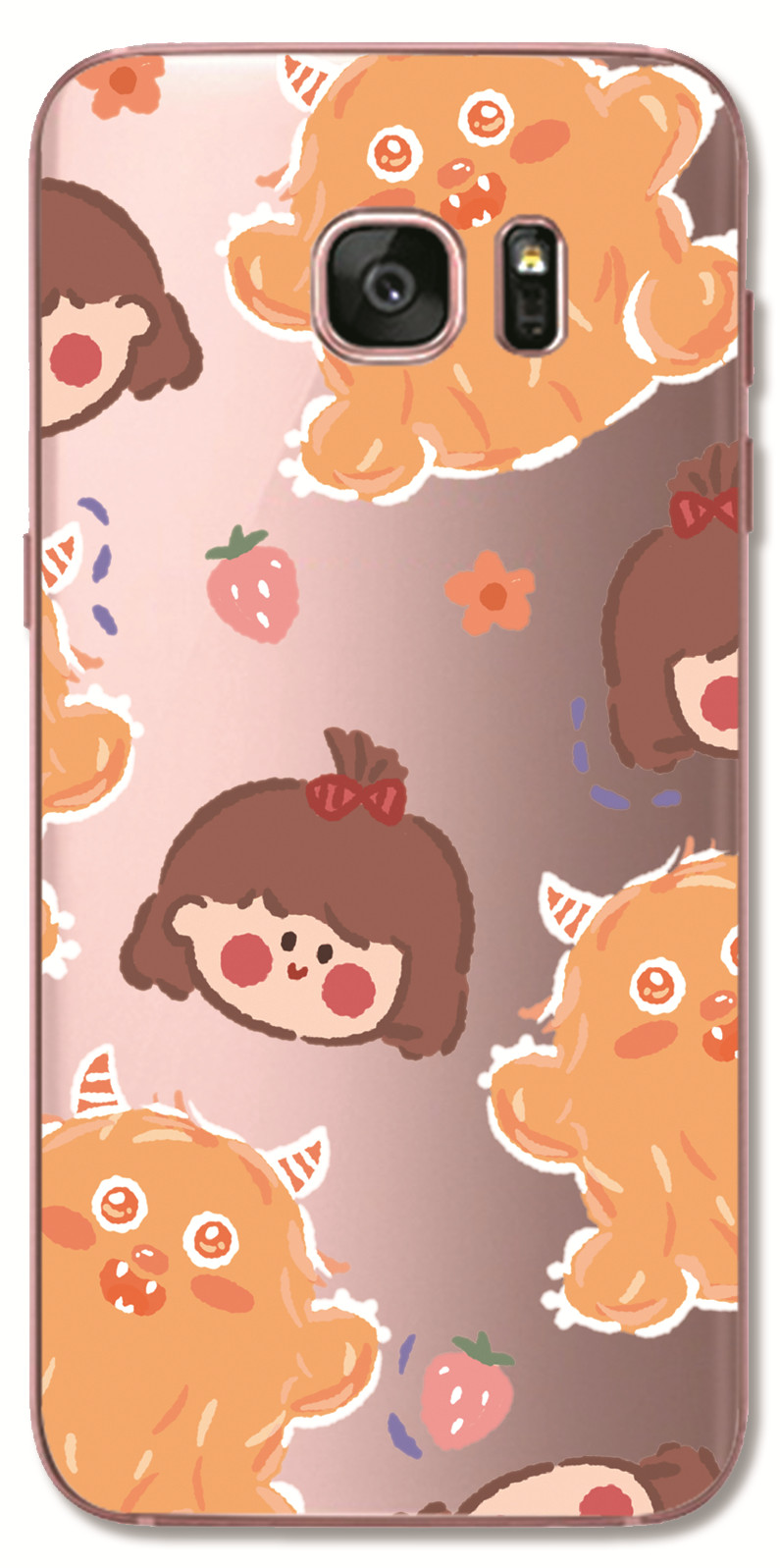 Samsung Galaxy S8 Plus / Note 4 5 3 2 N7100 N9000 INS Cute Cartoon Little brown bear Clear Soft Silicone TPU Phone Casing Lovely astronaut Rocket ship Case Couple Back Cover