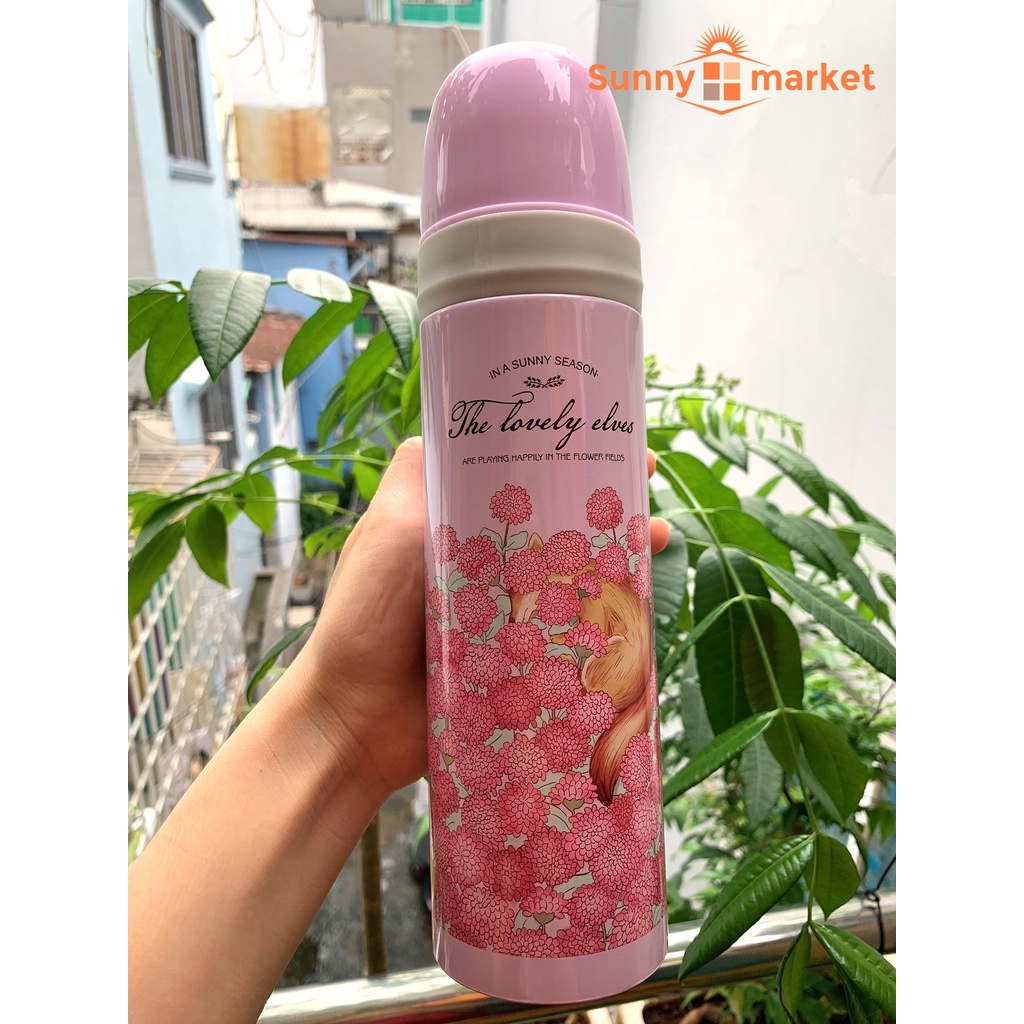 Bình giữ nhiệt inox 304 Dung tích 500ml phong cách Hàn Quốc xinh xắn