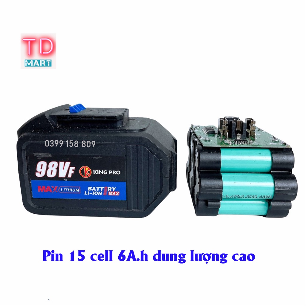 Máy Siết Bulong KingPro 98VF, Lực Siết 980Nm Cực Khỏe Kèm 2 Pin 15 Cell