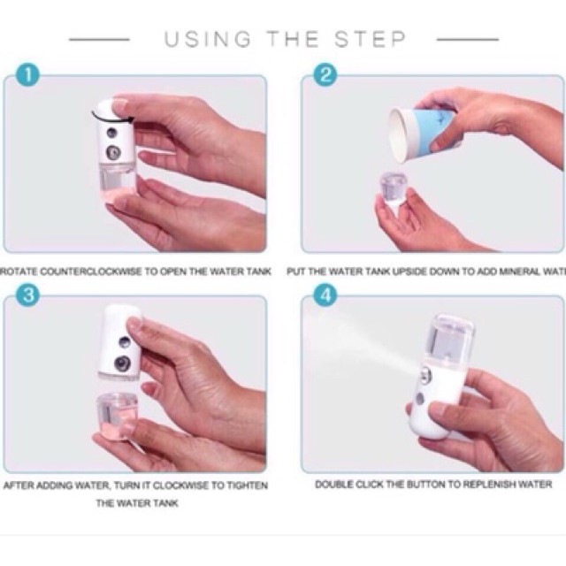 Máy phun sương miniCAM KẾT CHUẨNMáy tạo ẩm cầm tay-Máy xông mặt mini sử dụng pin sạc