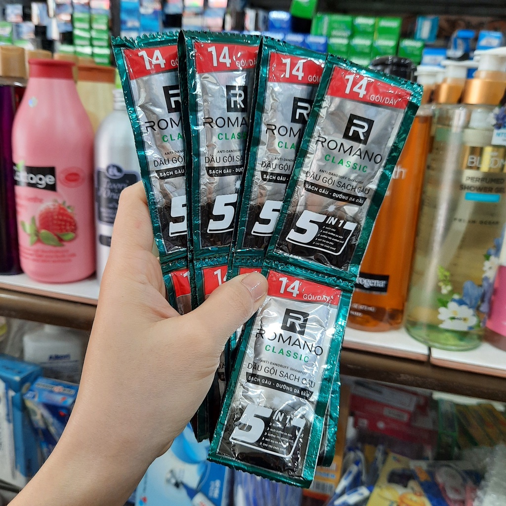 Dầu gội sạch gàu Romano Classic 5 in 1 - 5g x 10 gói