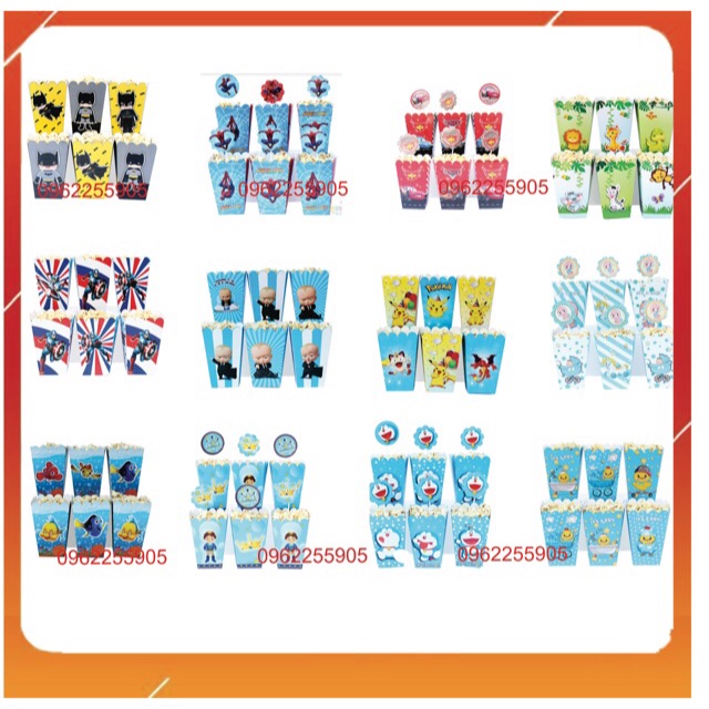 Sét 6 hộp bắp cho bé trai nhiều chủ đề