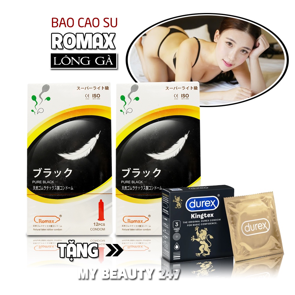 [Combo 3 Hộp Tặng 2] Bao Cao Su Romax Cao Cấp Siêu Mỏng (Hộp 12c) - Kéo Dài Thời Gian Chiến Đấu Đỉnh Cao -  Tặng Ok 7Bi