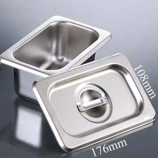 Khay Inox Đựng Thực Phẩm Đựng Thạch Topping Size GN 1/9