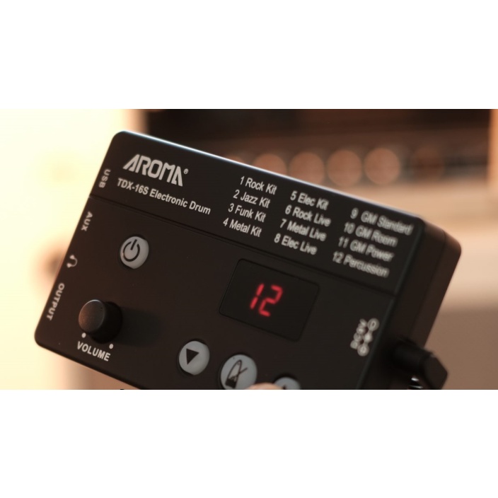 Trống điện tử AROMA TDX-16S - Bản Nâng Cấp Giống Trống Cơ - Bảo Hành 6 Tháng - Tặng Kèm Dùi &amp; Ghế Trống Aroma