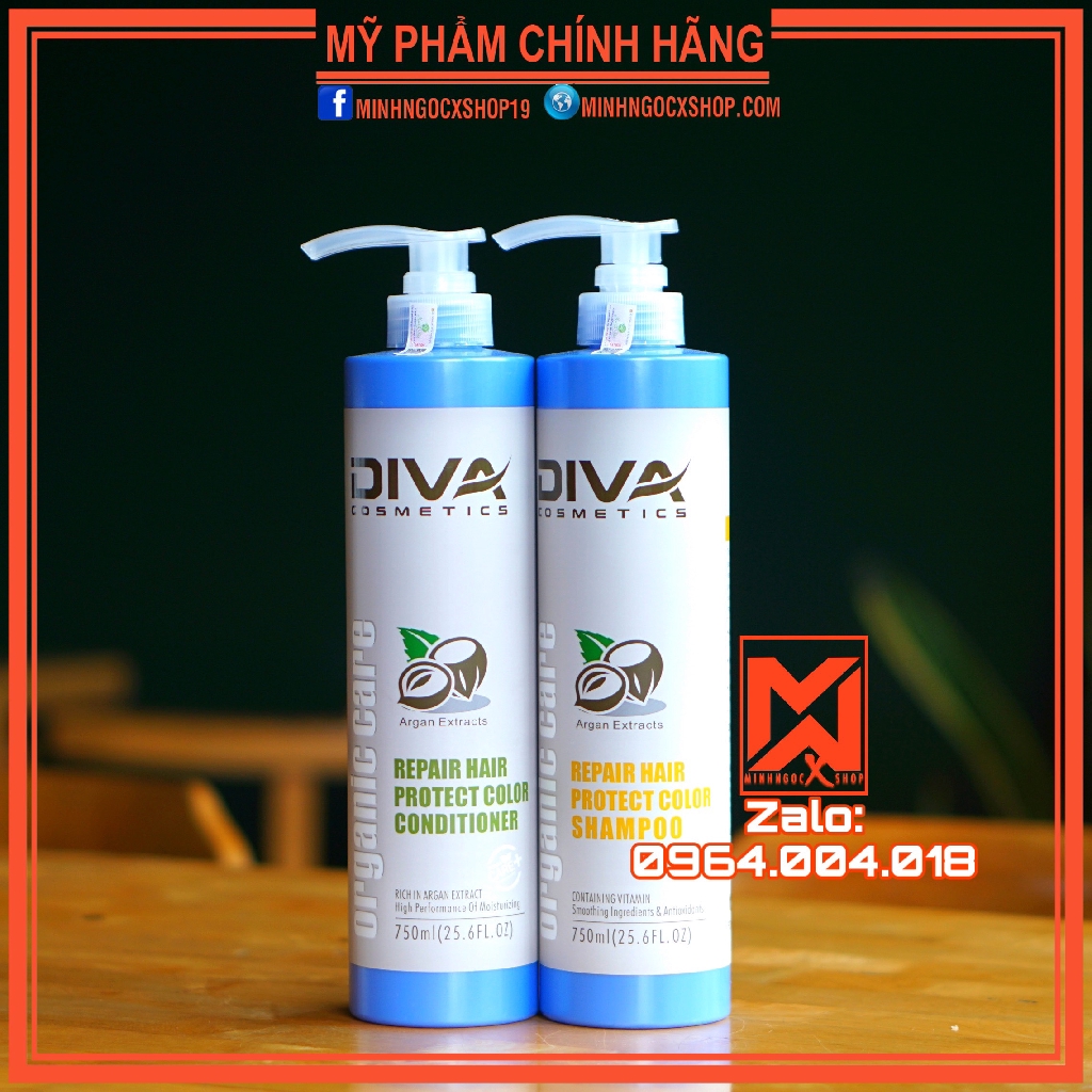 ✅[ Diva 500-750ML-Chính Hãng ] Dầu Gội - Dầu Xả Diva Xanh Phục Hồi Và Giữ Màu Nhuộm