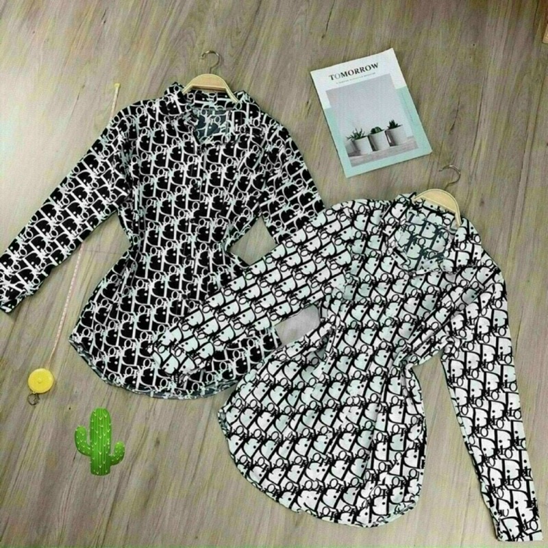 ÁO SOMI SƠ MI NỮ DIOR TAY DÀI sơmi hai màu đen trắng🍀🍀🍀p877