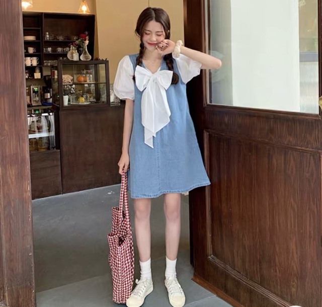 Váy denim phong cách bánh bèo ulzzang Hàn Quốc cực xinh giá rẻ